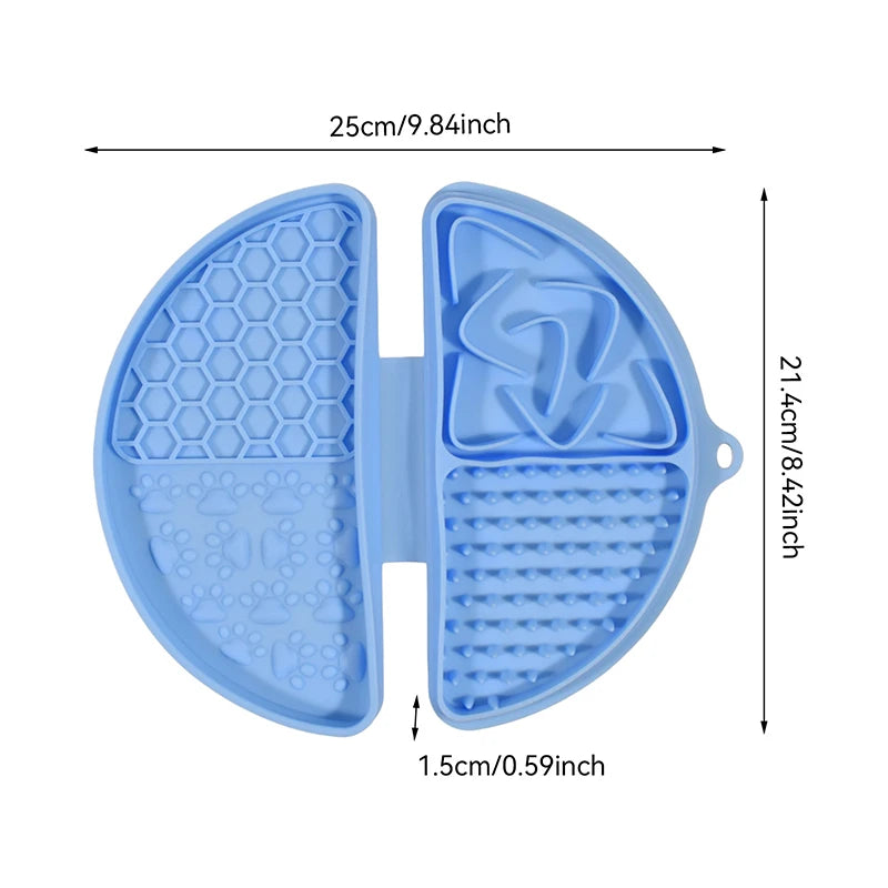 4-in-1 Portable Foldable Silicone Pet Lick Mat Non-Slip Anti-Choking Dog Slow Feeder for Bathing Distraction & Food Training