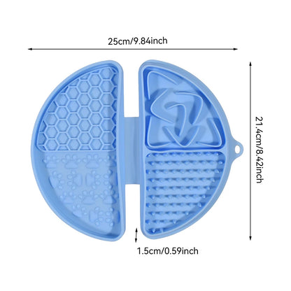 4-in-1 Portable Foldable Silicone Pet Lick Mat Non-Slip Anti-Choking Dog Slow Feeder for Bathing Distraction & Food Training