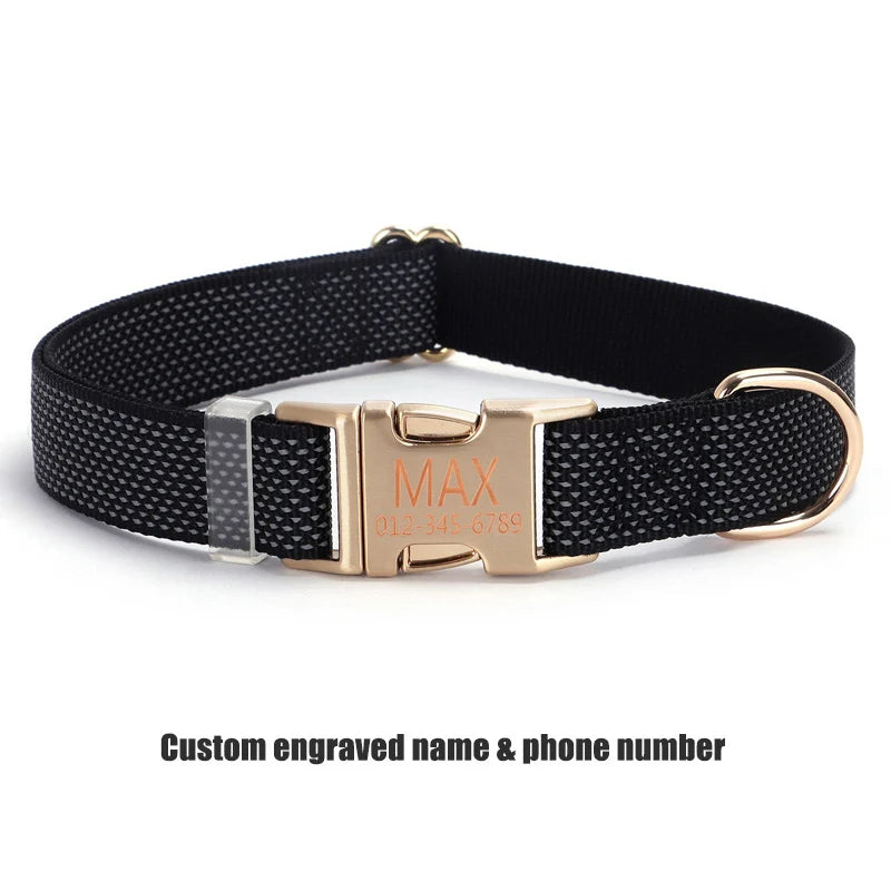 Personalized Nylon Dog Collar with Free Engraving Durable Reflective  Anti-lost Buckle Necklace for Dogs Daily Walking Training