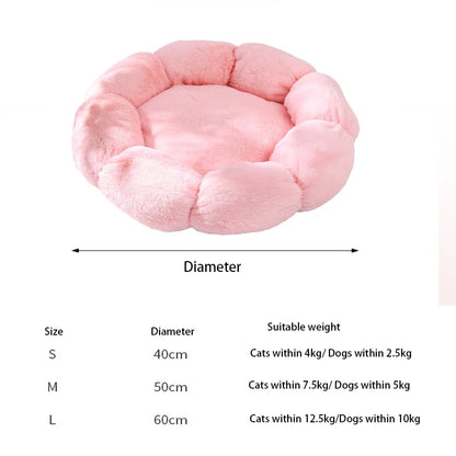 40-60cm Luxury Comfortable Cat Bed Breathable Soft Long Plush Unique Flower-Shaped Indoor Sleeping Dog Mat Pet Supplies