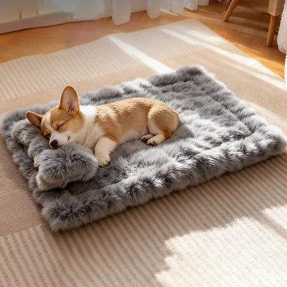 Luxury Soft Fluffy Solid Pet Blanket with Pillow Portable Thickened Machine-Washable Warm Plush Dog Bed Accesorios Para Perros