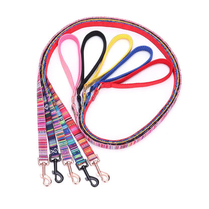 Bohemian Striped Dog Collar Custom Engraved with Rose Gold Buckle Personalized Nylon Collar for Small Large Dogs Daily Walking