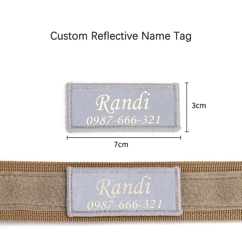 Custom Tactical Dog Collar Soft Padded Nylon with Removable Name Tag Adjustable Anti-lost Collar for Large Dogs Pitbull Bulldog