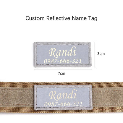 Custom Tactical Dog Collar Soft Padded Nylon with Removable Name Tag Adjustable Anti-lost Collar for Large Dogs Pitbull Bulldog