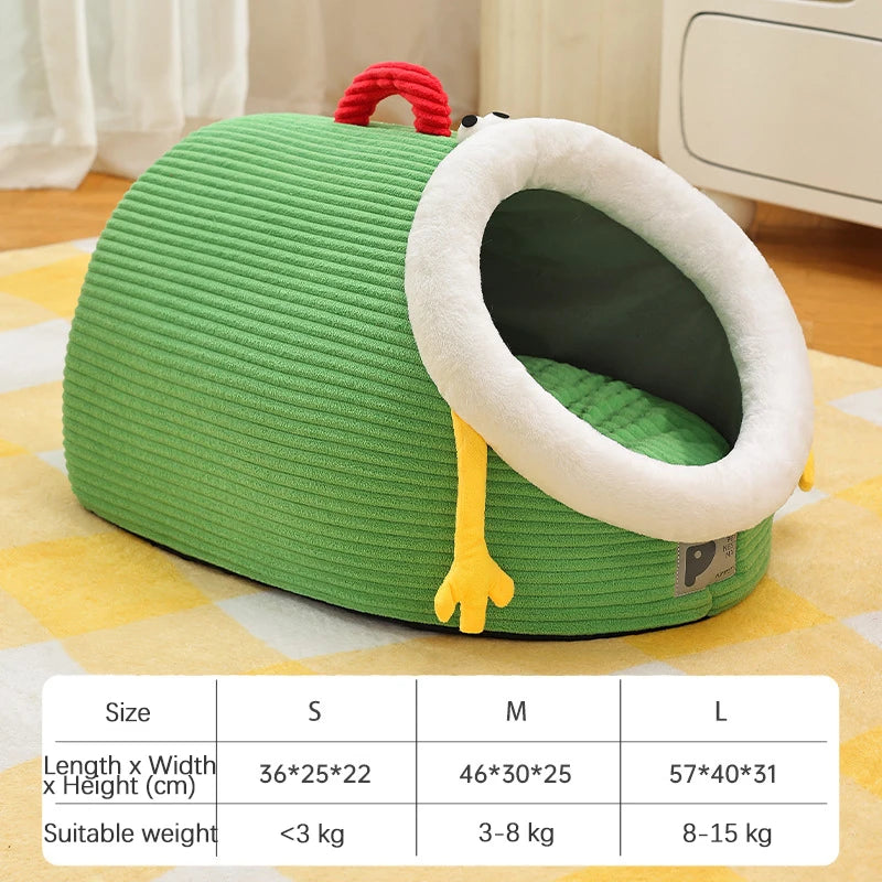 Semi-Closed Thickened Round Pet Sleeping Cave Portable Handheld Design Comfortable Cozy Cat House Christmas Katten Accessories
