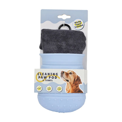 2 in 1 Portable Dog Paw Cleaner Cup with Towel Soft Silicone Pet Foot Washer for Small Medium Dogs Pet Home Grooming Supplies