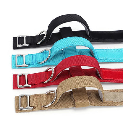 Custom Tactical Dog Collar Soft Padded Nylon with Removable Name Tag Adjustable Anti-lost Collar for Large Dogs Pitbull Bulldog