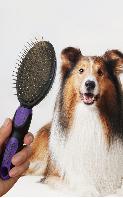 Practical 2-Piece Cat Grooming Brush Glove Durable Double-sided Open Knoting Comb Bath Massage Brush Set Pet Bathing Equipment