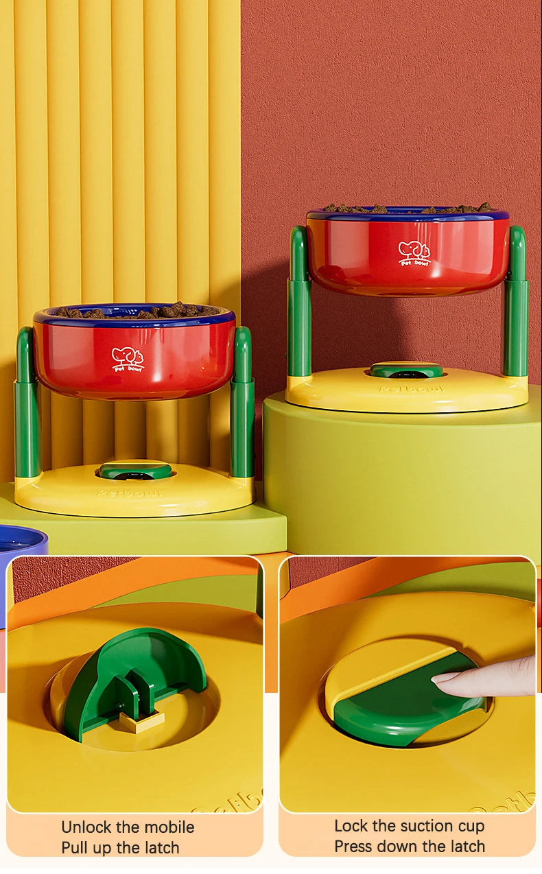Large Capacity Elevated Dog Bowl Pet Bowl 3 Level Height Adjustment Protect Cervical Anti-Slip Dog Feeder Gamelle Pour Chien