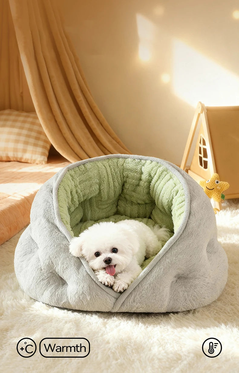 Winter Thiened Wrapped Plush Small Dog Sofa Bed Semi-enclosed Skin-friendly Breathable Pet House Teddy Pomeranian Accessories
