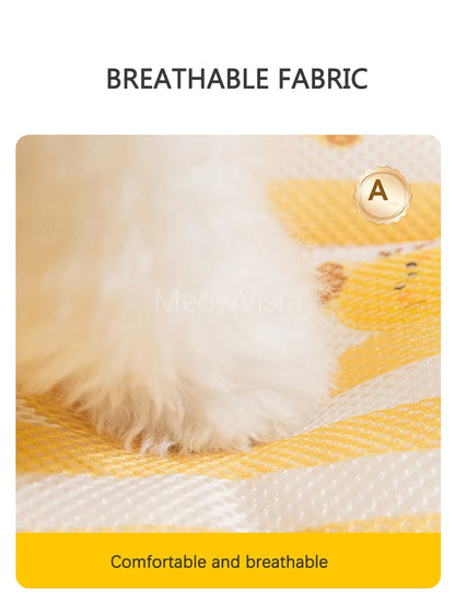 Banana Ice Silk Cooling Cat Bed with Dual-Sided Mat Non-Slip Comfortable Breathable Pet Sofa for Small Dogs Summer Pet Cushion