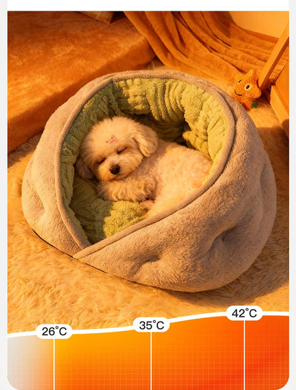 Winter Thiened Wrapped Plush Small Dog Sofa Bed Semi-enclosed Skin-friendly Breathable Pet House Teddy Pomeranian Accessories
