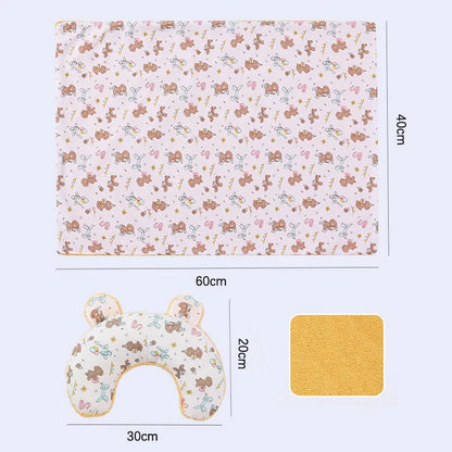 Soft Fluffy Pet Blanket with Pillow Double-sided Design Cute Printed Winter Soft Warm Sleeping Cat Bed Puppy Kitten Supplies