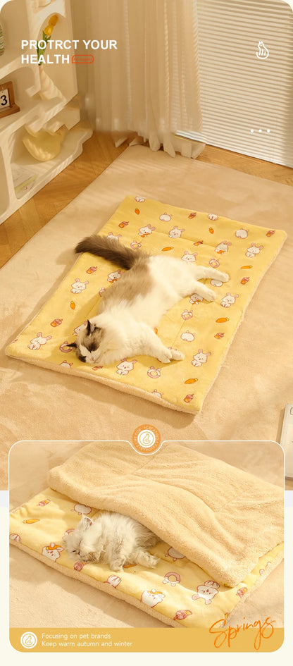 Thickened Soft Fleece Pet Blankets Foldable Autumn Winter Home Keep Warm Comfortable Sleeping Fluffy Cat Bed Mat Pets Accessorie