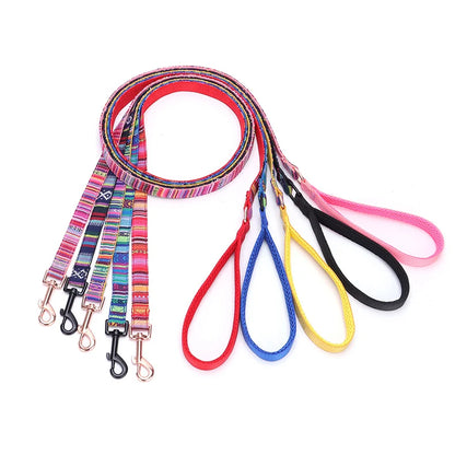 Bohemian Striped Dog Collar Custom Engraved with Rose Gold Buckle Personalized Nylon Collar for Small Large Dogs Daily Walking