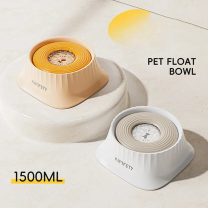 Non-Slip Floating Dog Water Bowl Anti-Messy Splash Proof 1.5L Large Capacity Slow Feeder Dog Bowl Pet Food Storage Container