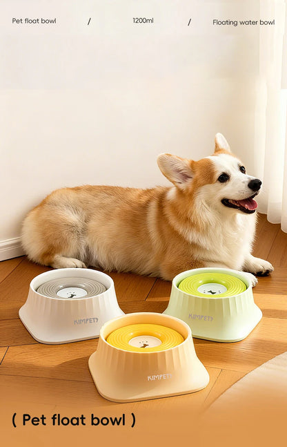 Non-Slip Floating Dog Water Bowl Anti-Messy Splash Proof 1.5L Large Capacity Slow Feeder Dog Bowl Pet Food Storage Container