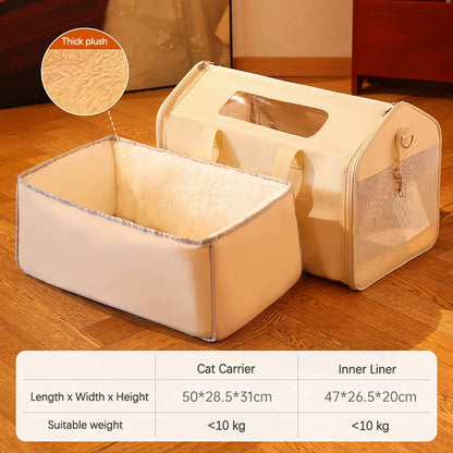 Portable Large Capacity Cat Carrier Handheld Breathable Warm Fleece Lining Outdoor Travel Dog Purse Carrier Brinquedo De Gato