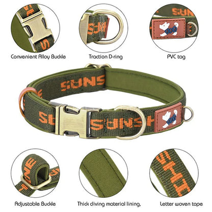 Free Custom Engraved Nylon Dog Collar Personalized Name Phone Number ID Tag Anti-lost Adjustable Printed Pet Collar for Dogs