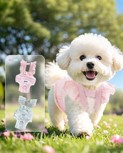 Summer Breathable Female Dog Physiological Pants Anti-Snagging Sweet Ruffle Comfortable Adjustable Puppy Outfit Pet Homewear