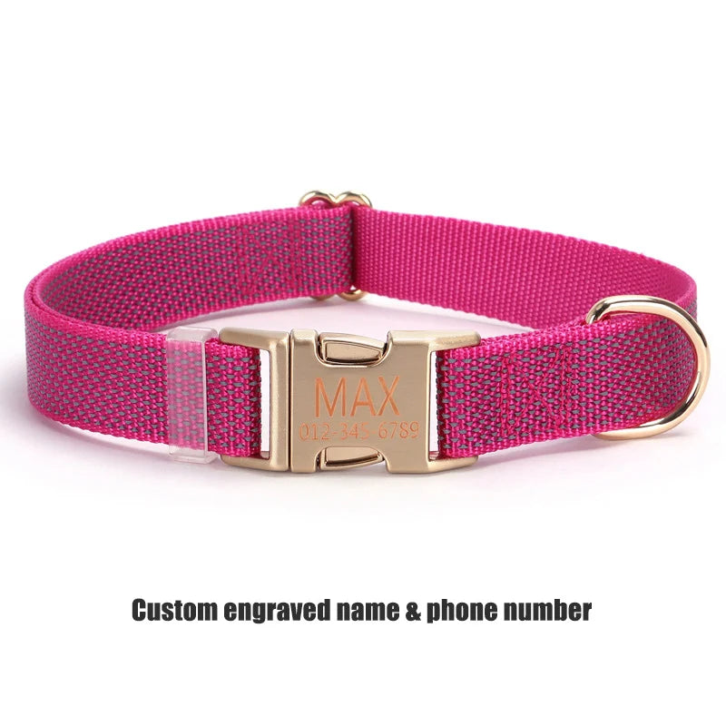 Personalized Nylon Dog Collar with Free Engraving Durable Reflective  Anti-lost Buckle Necklace for Dogs Daily Walking Training
