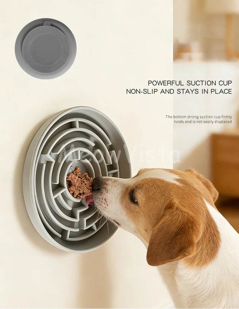 Silicone Round Maze Dog Slow Feeder Bowl Non Slip Anti-Choking Pet Slow Feeding Pad for Medium Large Dogs Platos Para Perros