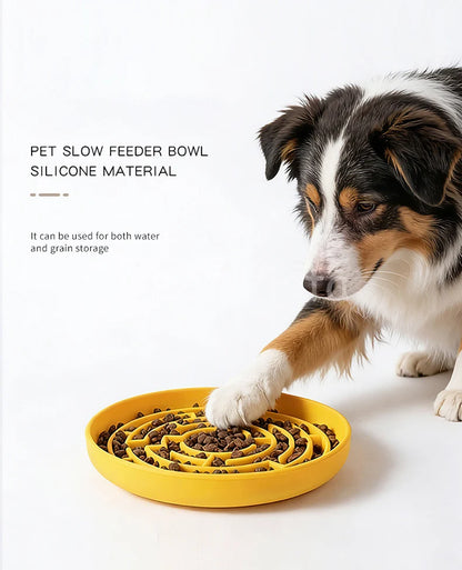 Silicone Round Maze Dog Slow Feeder Bowl Non Slip Anti-Choking Pet Slow Feeding Pad for Medium Large Dogs Platos Para Perros