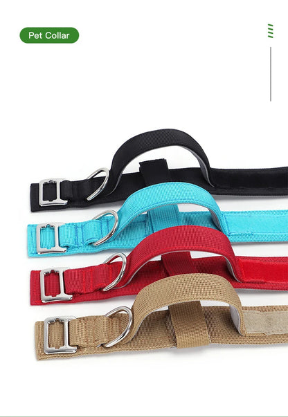 Custom Tactical Dog Collar Soft Padded Nylon with Removable Name Tag Adjustable Anti-lost Collar for Large Dogs Pitbull Bulldog