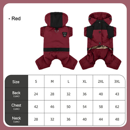 Graphene Heating Winter Dog Coat Windproof Waterproof Hooded Four‑Legged Pet Jumpsuit Cotton Down Puppy Sweatshirt Clothing