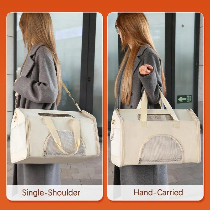 Portable Large Capacity Cat Carrier Handheld Breathable Warm Fleece Lining Outdoor Travel Dog Purse Carrier Brinquedo De Gato