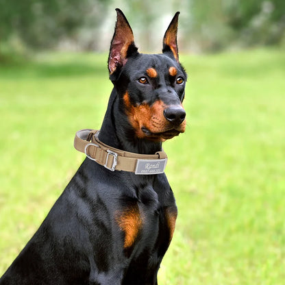 Custom Tactical Dog Collar Soft Padded Nylon with Removable Name Tag Adjustable Anti-lost Collar for Large Dogs Pitbull Bulldog