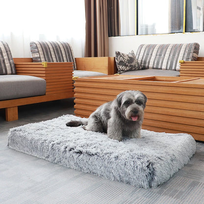 Luxurious Cozy Square Plush Large Dog Bed Thickened Washable Pet Sofa Bed with Non-Slip Detachable Cover Pet Indoor Furniture