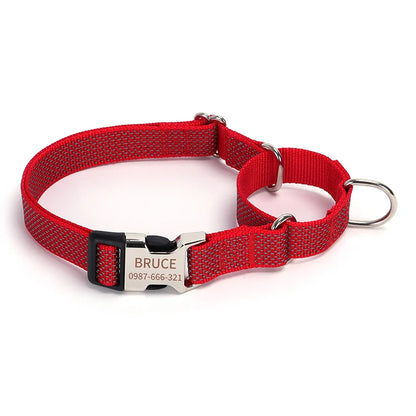 Personalized Martingale Dog Collar with Custom Name Adjustable Anti-Escape No Pull Training Collar for Dogs Pet Safety Accessory