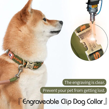 Free Custom Engraved Nylon Dog Collar Personalized Name Phone Number ID Tag Anti-lost Adjustable Printed Pet Collar for Dogs