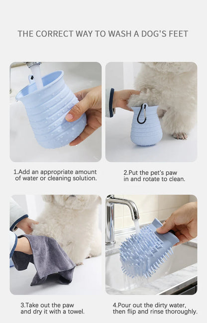 2 in 1 Portable Dog Paw Cleaner Cup with Towel Soft Silicone Pet Foot Washer for Small Medium Dogs Pet Home Grooming Supplies