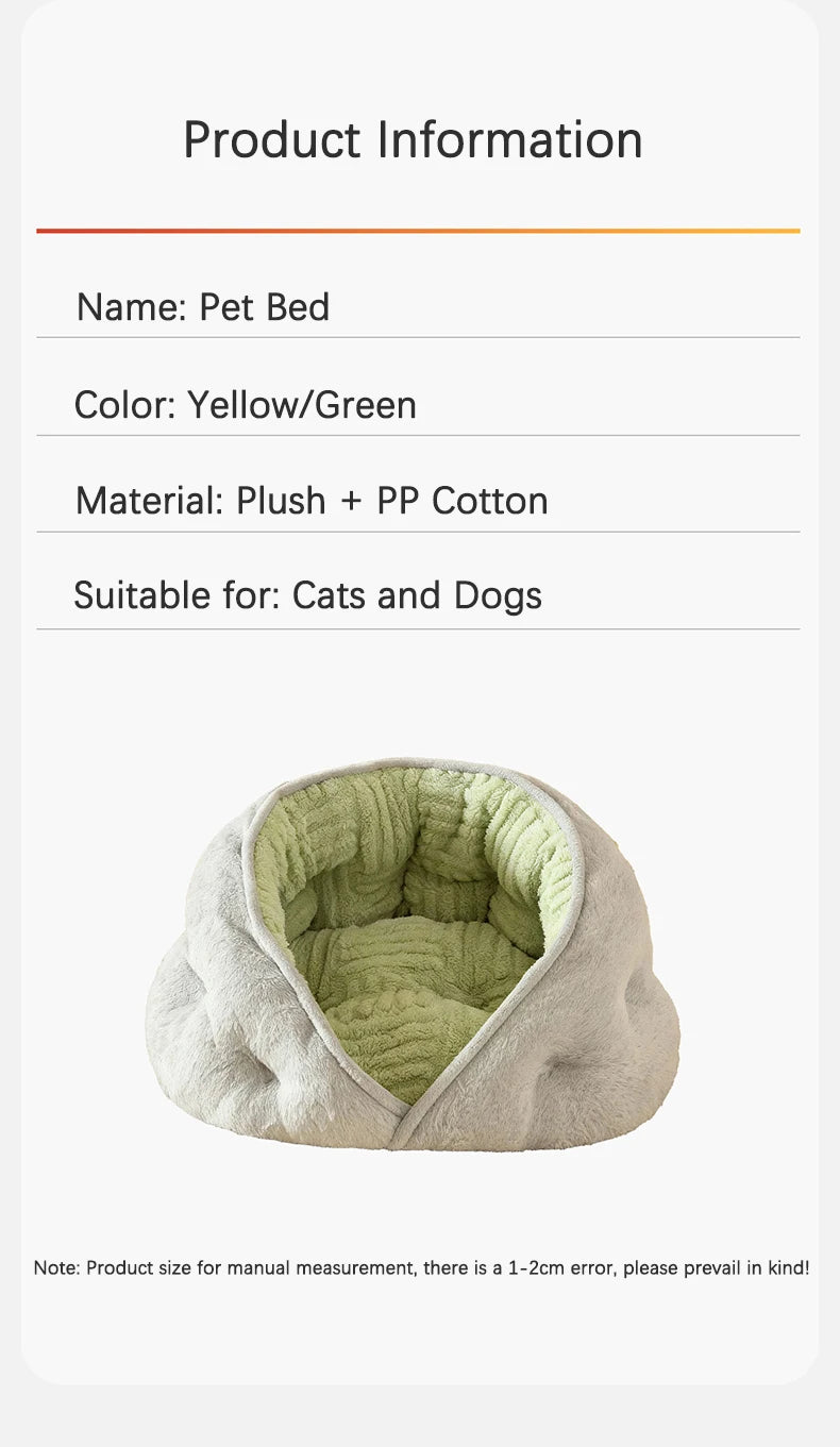 Winter Thiened Wrapped Plush Small Dog Sofa Bed Semi-enclosed Skin-friendly Breathable Pet House Teddy Pomeranian Accessories