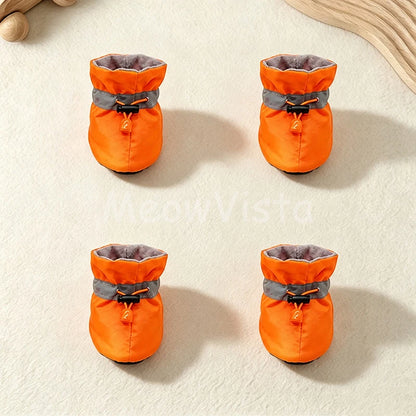 4Pcs Waterproof Anti‑Slip Dog Booties Adjustable Drawstring Soft warm Pet Dog Shoes for Puppy Yorkie Chihuahua Pet Accessories