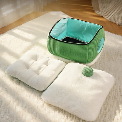 Large Space Luxury Enclosed Cat House Indoor Removable Washable Thickened Warmth Plush Sleeping Puppy Kitten Bed Cama Para Perro