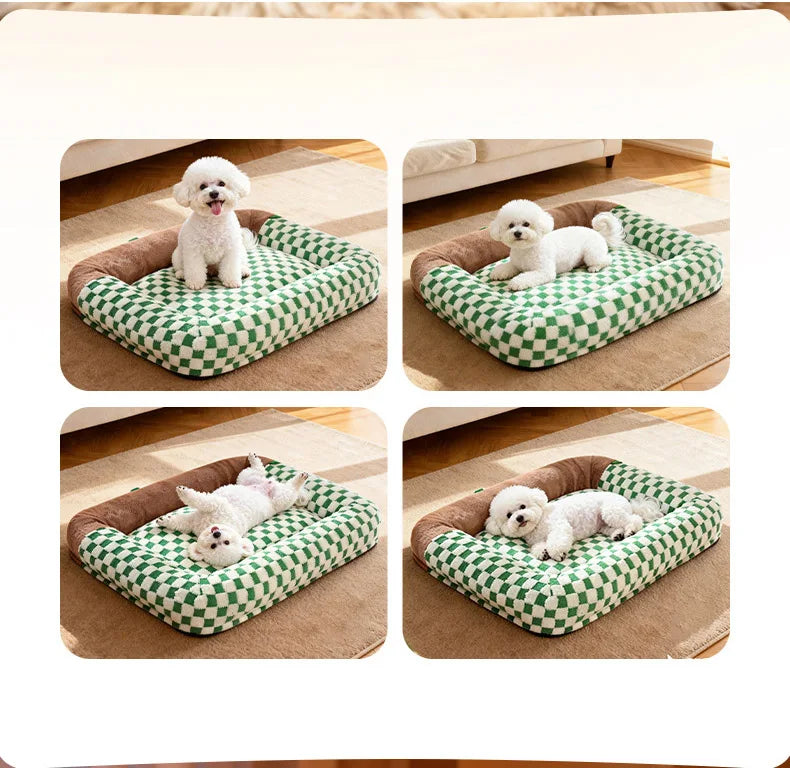 Fashion Plaid Large Square Pet Bed Removable Winter Warmth Comfortable Indoor Deep Sleeping Puppy Cat Mat Mata Wechowa Dla Psow