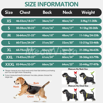 Winter Full Coverage Warm Dog Jumpsuit Reflective High Collar Quilted Padded Color‑Blocked Outdoor Outfit for Medium Large Dogs