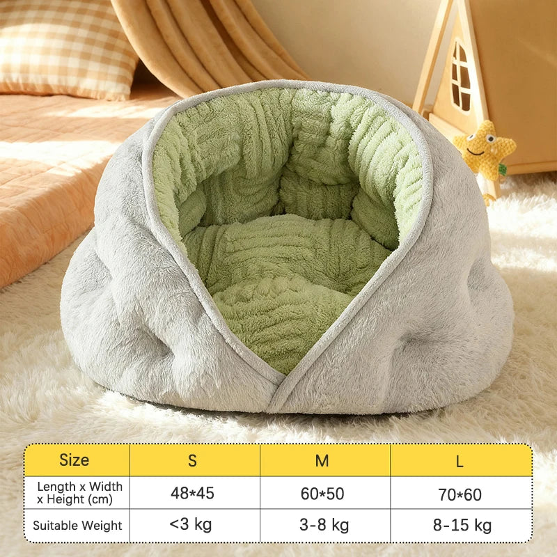 Winter Thiened Wrapped Plush Small Dog Sofa Bed Semi-enclosed Skin-friendly Breathable Pet House Teddy Pomeranian Accessories