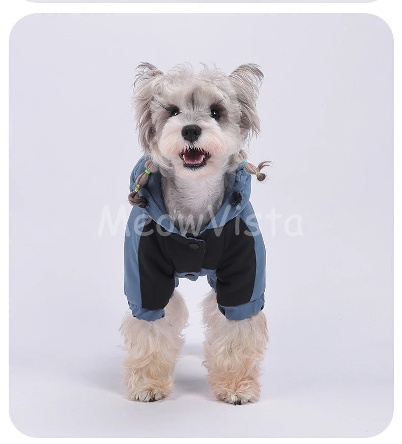 Graphene Heating Winter Dog Coat Windproof Waterproof Hooded Four‑Legged Pet Jumpsuit Cotton Down Puppy Sweatshirt Clothing