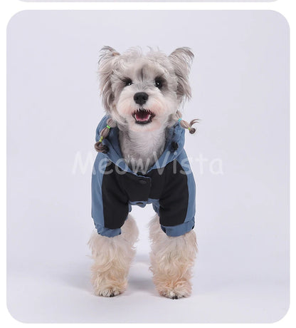 Graphene Heating Winter Dog Coat Windproof Waterproof Hooded Four‑Legged Pet Jumpsuit Cotton Down Puppy Sweatshirt Clothing