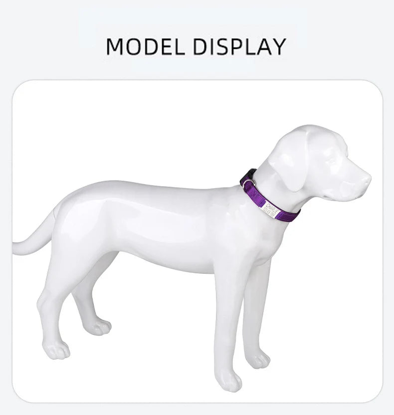 Personalized Dog Collar with Engraved Nameplate Adjustable Reflective Nylon Custom Pet Collar for Dogs  Anti-lost Pet ID Tag