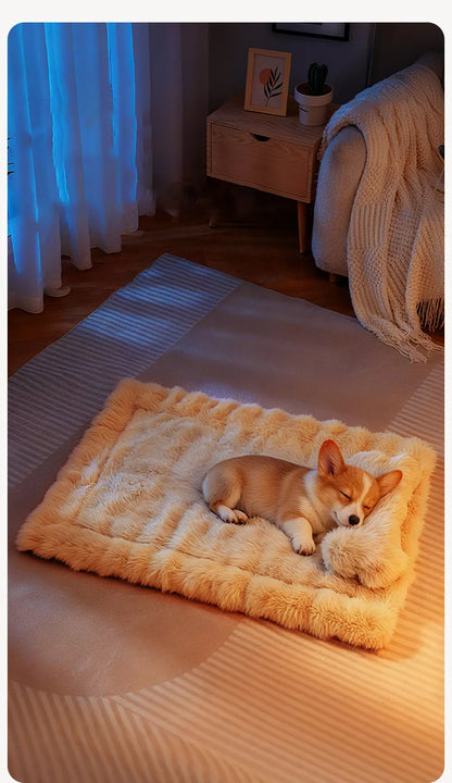 Luxury Soft Fluffy Solid Pet Blanket with Pillow Portable Thickened Machine-Washable Warm Plush Dog Bed Accesorios Para Perros