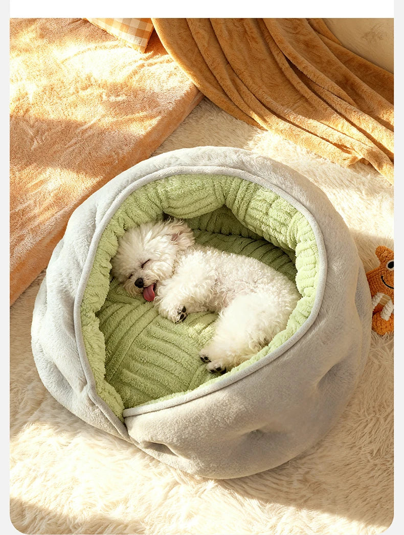 Winter Thiened Wrapped Plush Small Dog Sofa Bed Semi-enclosed Skin-friendly Breathable Pet House Teddy Pomeranian Accessories