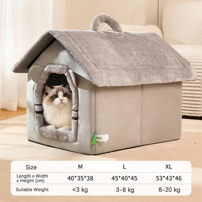 Thickened Foldable Enclosed Pet House for Puppy Cats Detachable Washable Indoor Comfortable Warm Plush Cat Nest Cama Para Gatos