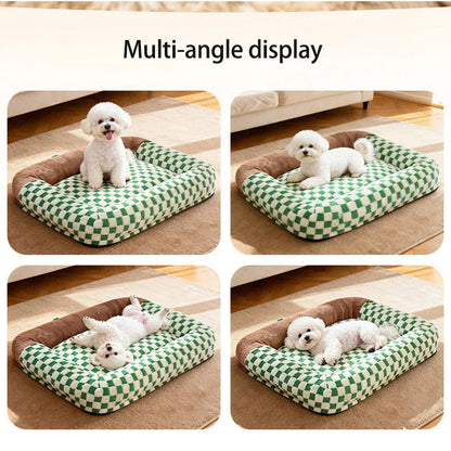 Fashion Plaid Large Square Pet Bed Removable Winter Warmth Comfortable Indoor Deep Sleeping Puppy Cat Mat Mata Wechowa Dla Psow