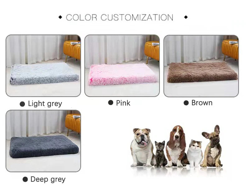 Luxurious Cozy Square Plush Large Dog Bed Thickened Washable Pet Sofa Bed with Non-Slip Detachable Cover Pet Indoor Furniture