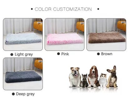 Luxurious Cozy Square Plush Large Dog Bed Thickened Washable Pet Sofa Bed with Non-Slip Detachable Cover Pet Indoor Furniture